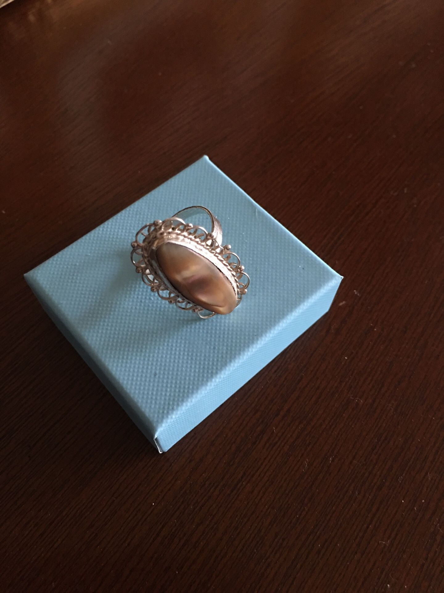 Sterling silver mother of pearl ring