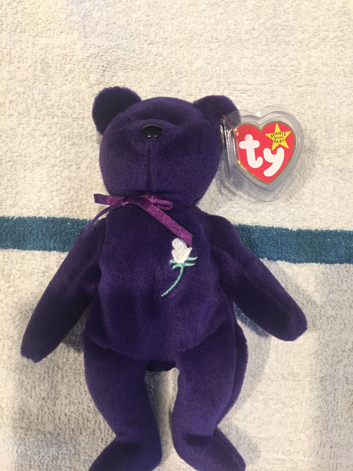 Extremely rare! Ty Beanie Baby Princess Diana, First Edition, 1997, PE pellets, made in China, red numbered circle inside of Tush Tag