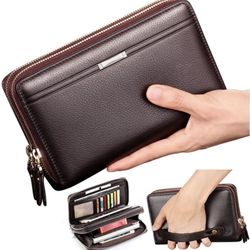 Black Sales Friday Deals Mens Long Leather Cellphon Clutch Wallet Purse for Men
