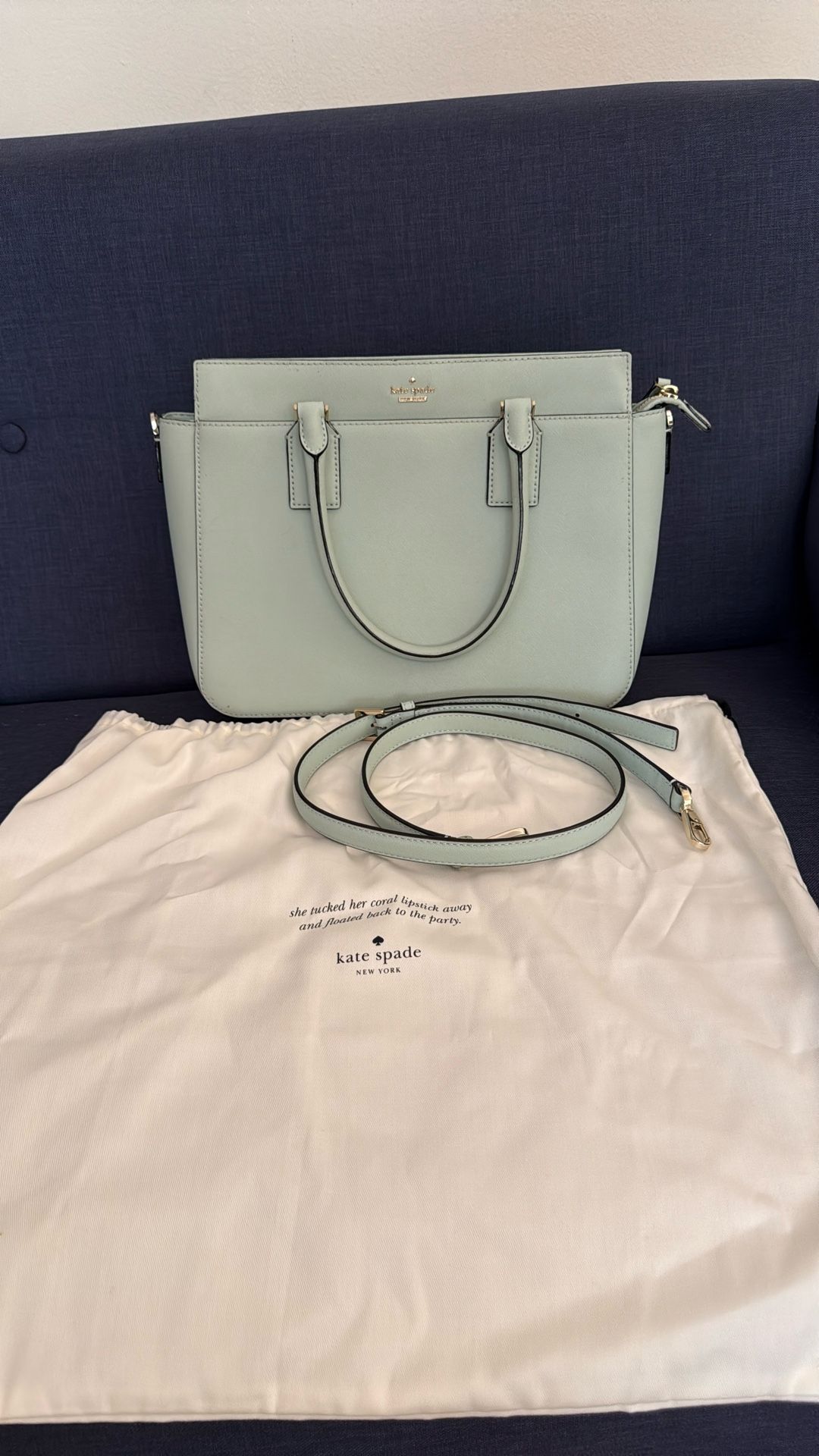 Kate Spade New York Satchel Saffiano Leather  Crystal Blue