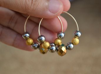 handmade Gold silver glass bead gold plated hoop