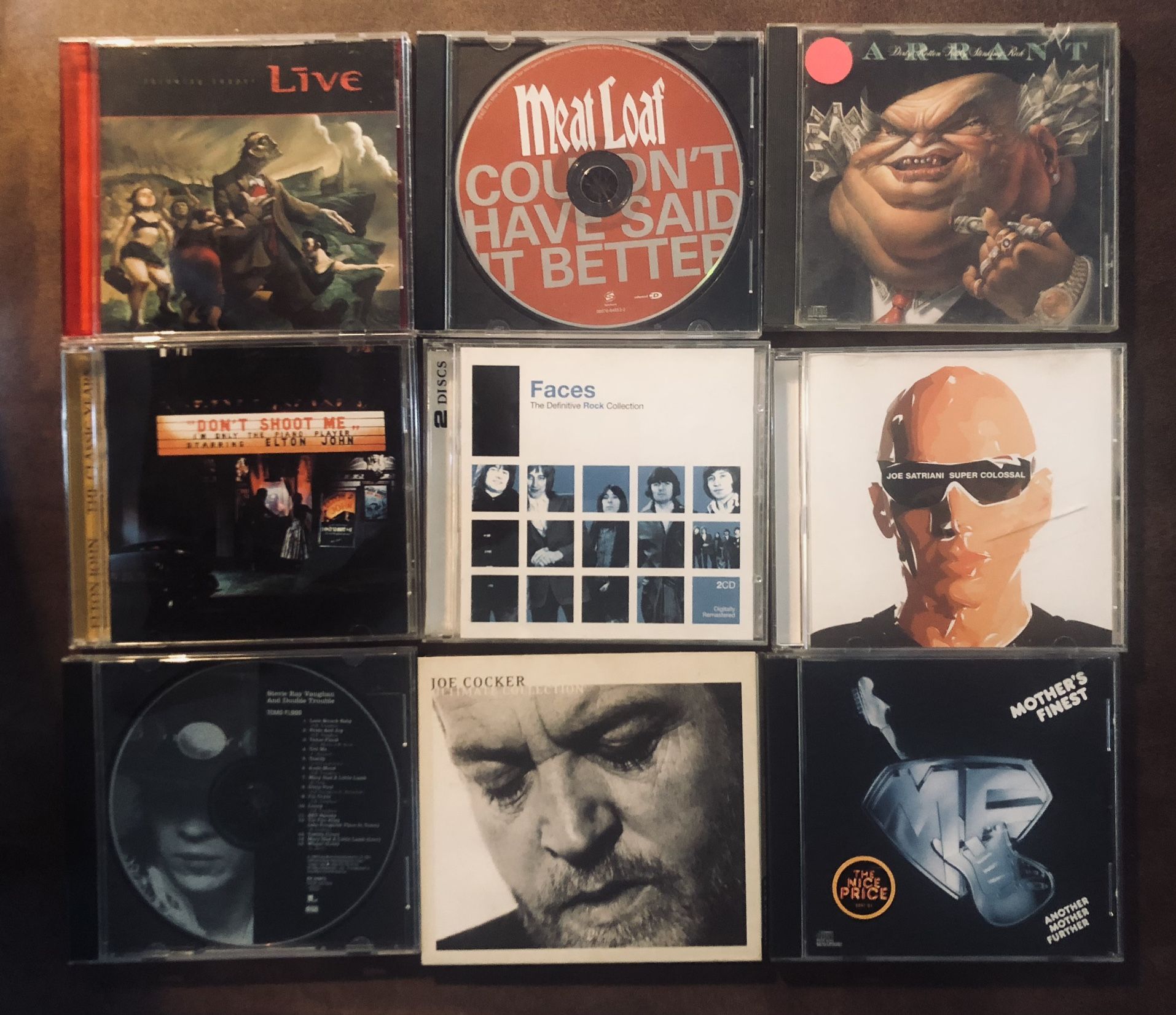9 CDs-Elton-Meatloaf-Stevie Ray Vaughan-Joe Cocker-Joe Satriani- All In GC