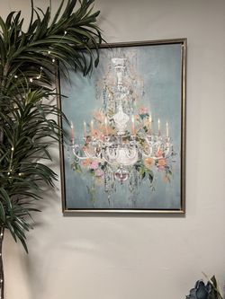 MOVING SALE! Elegant Framed Chandelier Floral Wall Art – $25