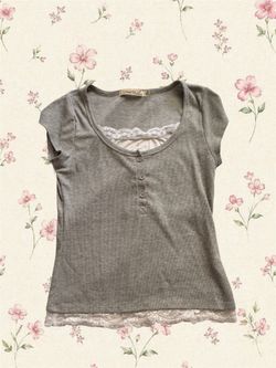 Liberty Love Gray top with white lace