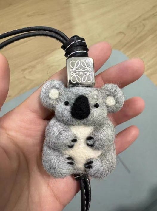 New Loewe Koala Charm Handmade Wool Felt Leather Limited Edition
