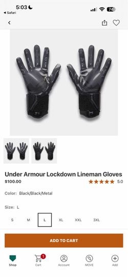Under Armour Lockdown Lineman Gloves – XL