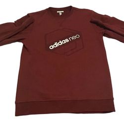 Adidas Neo Sweater Mens Small Red Maroon Long Sleeve Pullover Size Small