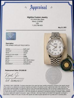 Rolex white face Roman numbers