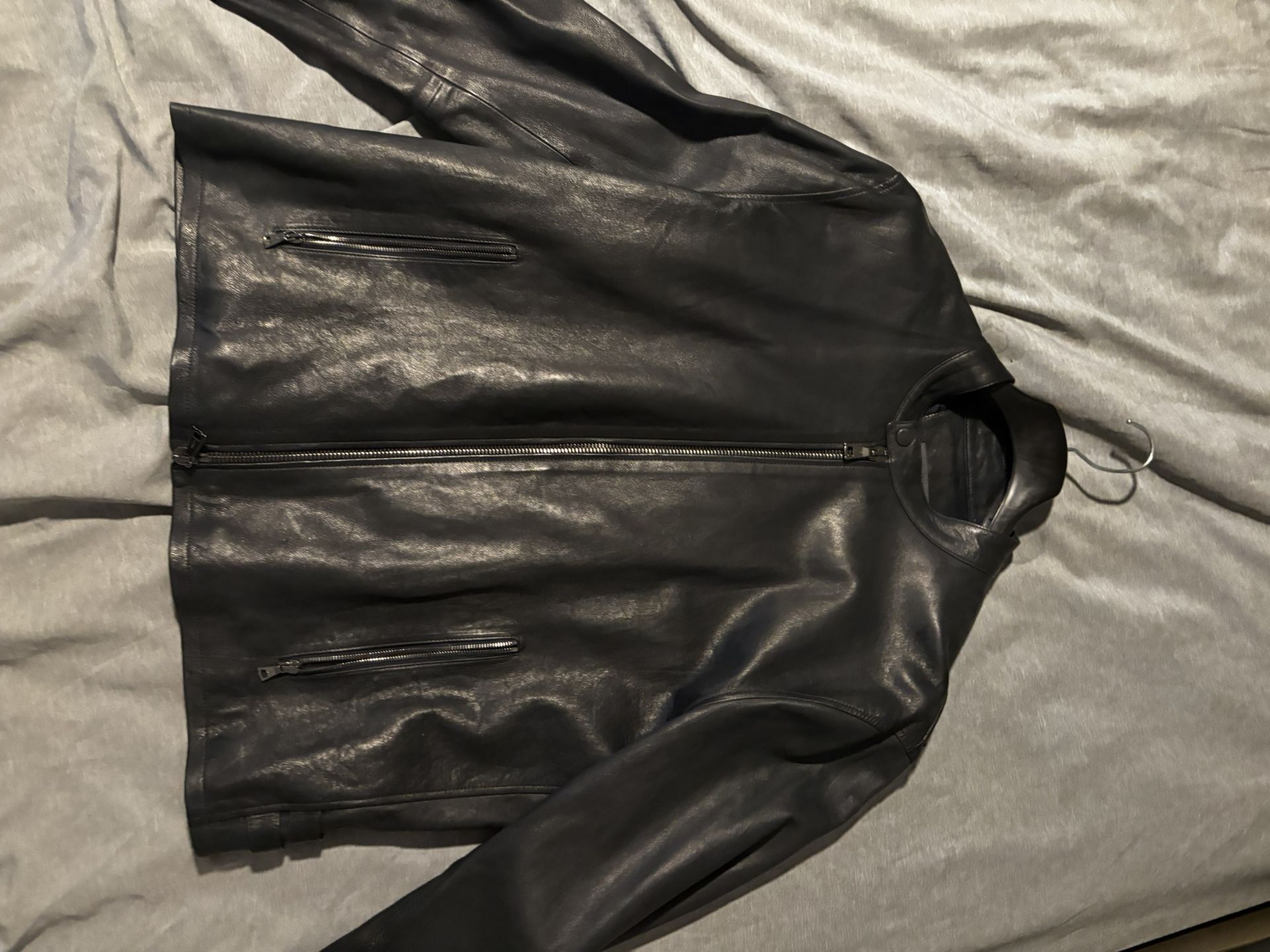 John Varvatos Leather Bomber Jacket