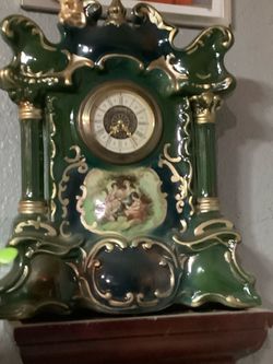Porcelain antique mantel clock unknown maker