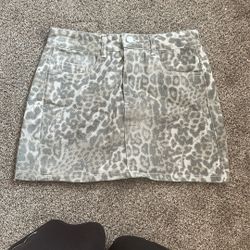 Leopard Print Jean Skirt 