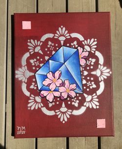 Diamond flower mandala painting