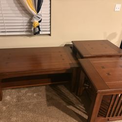 Solid Wood Table And End Tables