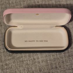 Kate Spade New York Hard Shell Glasses Case – Pink & Green "So Happy To See You"