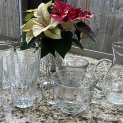 Princess House Glassware Collection Pitcher Tumblers Mugs 