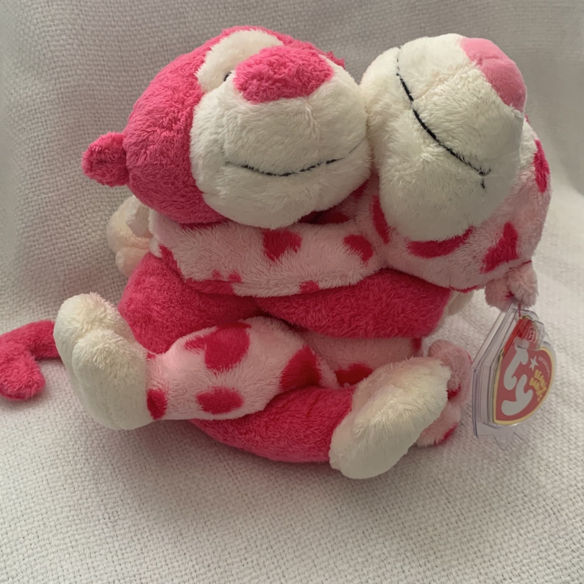 Ty Beanie Babies ROMEO & JULIET The Hugging Monkey, Mint Tag/ Tash, Retired Collection