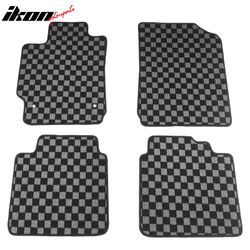 Fits 2007-2011 Toyota Camry Floor Mats Non-Slip Carpets Checkered Black Gray Plaid