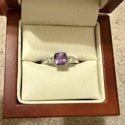 Amethyst Diamond Ring