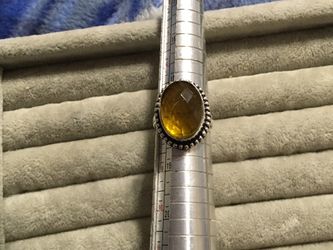 925 checkerboard cut citrine ring