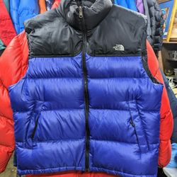 Vintage The North Face Goose Down Blue & Black Puffer Vest (Men's L)