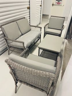 (FREE DELIVERY) 57.5" Large NEW In Box Rattan Grey Set Outdoor Patio Set NEW