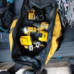 DeWalt 20v Brushless Drill And 20vmax Impact 2 Batteries And Charger And Bag