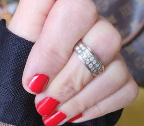 White Gold Ring  14 K Gold With Diamonds 