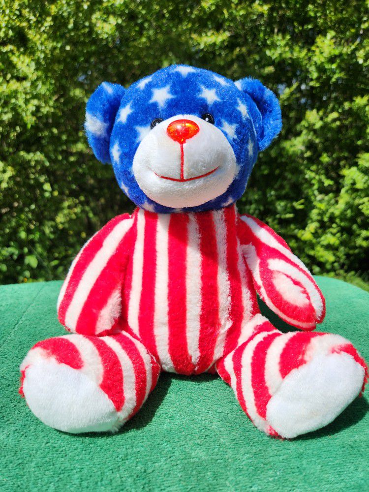 Totally Teddies Bear Plush Stuffed Animal 9'' Blue Red White Stars & Stripes - America
