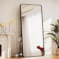  Black Full Length Mirror, 71"x26" Rounded Corner Floor Mirror Standing Hanging or Leaning Against Wall