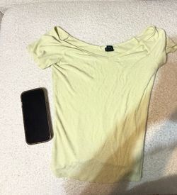Light Green Ribbed Off-Shoulder Top