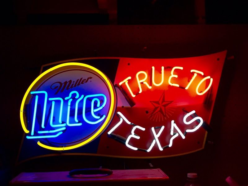 Vintage MILLER LITE BEER "True to Texas" Neon Bar Sign (VER RARE)