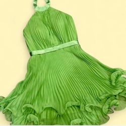 Ts Couture Halter Top Pleated Dress 
