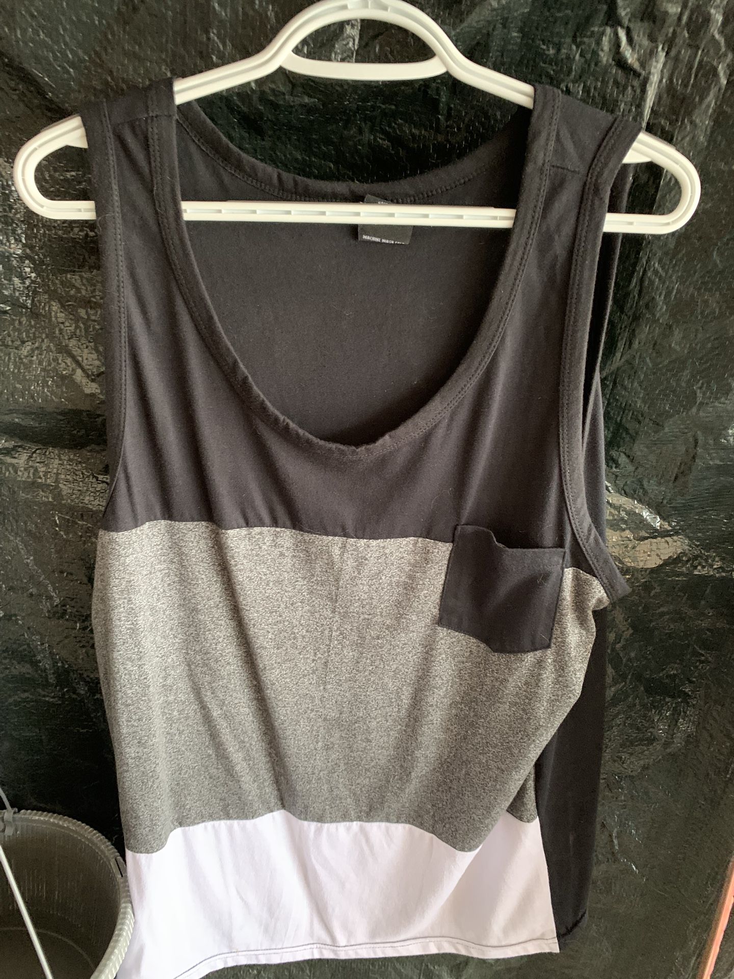 Men’s Multicolored Striped Tank Shirt Size XL, Has Front Pocket
