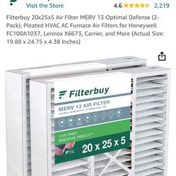 MERV 13 Furnace Filter 20 X 25 X 5 (2-pack)