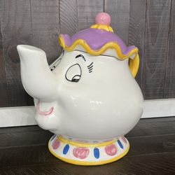Vintage Disney MRS. POTTS Tea Pot Cookie Jar Beauty and Beast By Treasure Craft