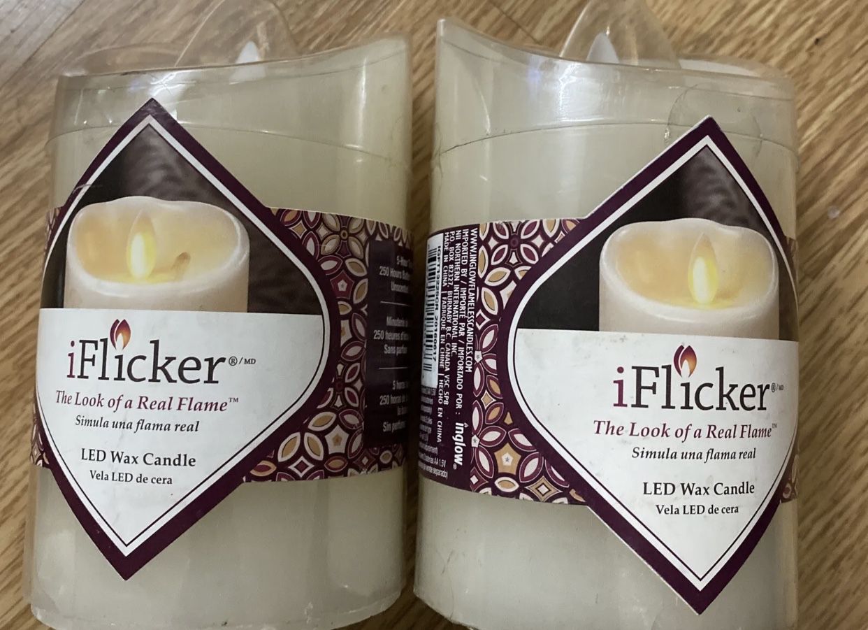 Iflicker LED Wax Candle The Look Of A Real Flame  5 Hour Timer 5" Set Of 2