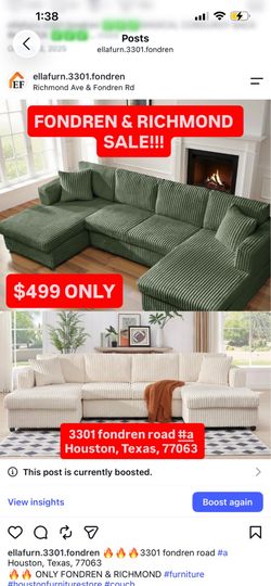 DOUBLE CHAISE CORD COUCH