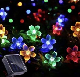 GIGALUMI 2 Pack Solar Flower Strings Lights, Solar Fairy Lights 23 Feet 50 LED Cherry Blossoms String Lights for Outdoor, Home, Lawn, Wedding, Patio,