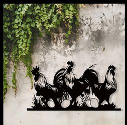 Rooster Silhouette Metal Wall Art (size in description)