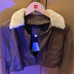 banana republic small petite leather jacket 