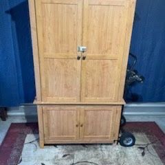 LIGHT WOODEN ARMOIRE CABINET (DELIVERY AVAILABLE)