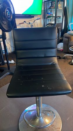Black Faux Leather Adjustable Bar Stool