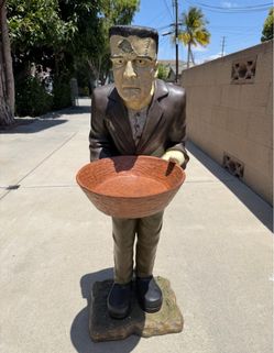 Vintage Frankenstein Monster Butler Statue Candy Bowl Holder Horror Halloween Décor