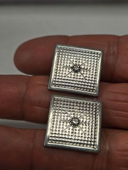 Vintage Swank Square Cufflinks With Silvertone Textured Design