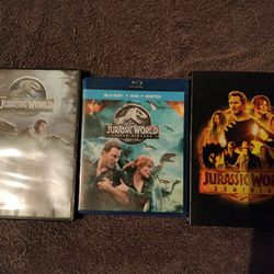 Three DVD/Blu-ray Set Of All New Jurassic World Movies 