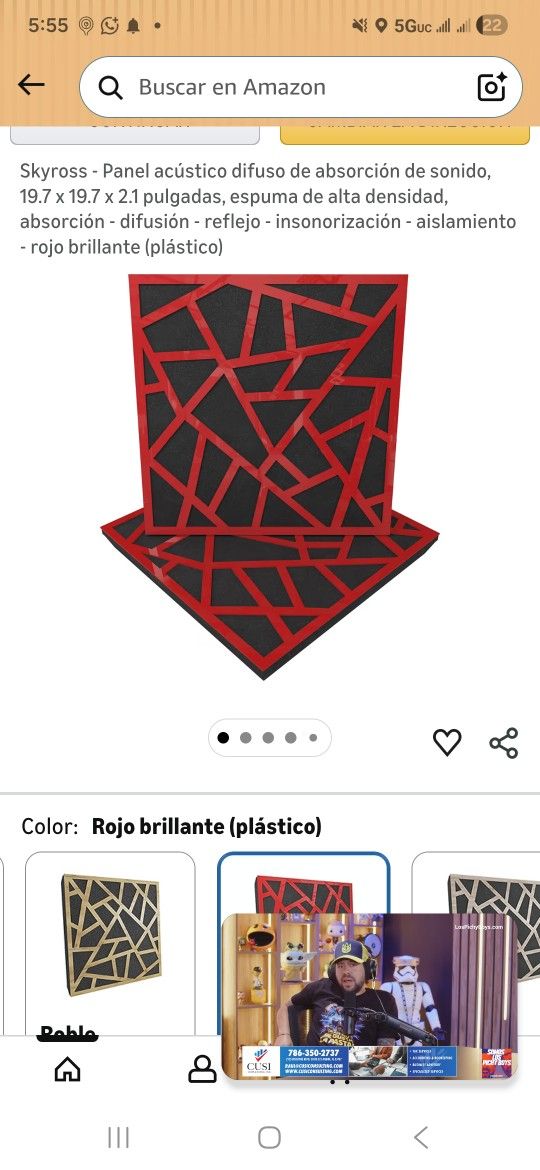 Panel acústico difuso de absorción de sonido, 19.7 x 19.7 x 2.1 pulgadas, espuma de alta densidad, absorción - difusión - reflejo - insonorización - a