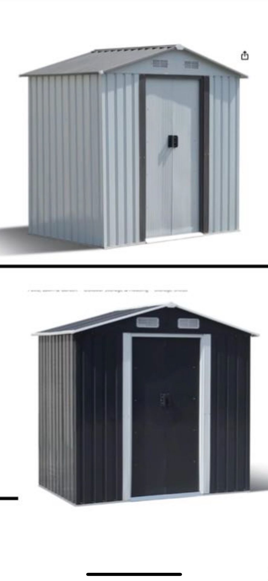 Kinbor 6' x 4' Outdoor Steel Storage Shed Grey with Sliding Door, Gray