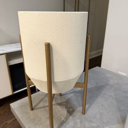 Modern Textured Planter with Gold Metal Stand