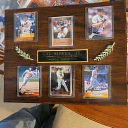 Cal Ripken 2001 Farewell Wall Plaque With Six Great Cards ,I Can't Find Another Like It Anywhere A Few Scrathes On Wood But Easy Fix Cards Raw Not Gra