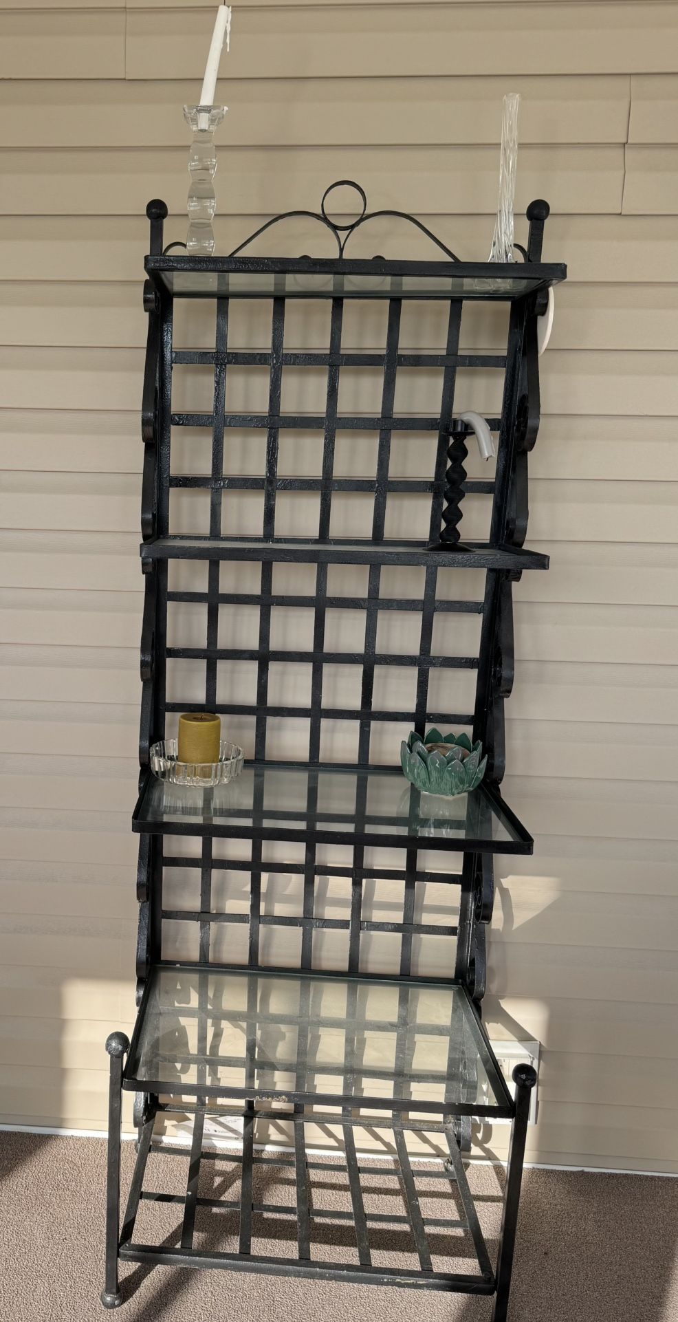 Glass and metal shelves